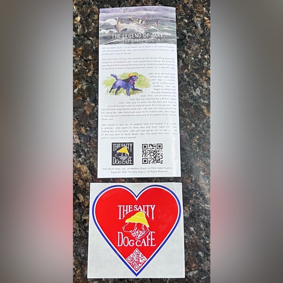 The Salty Dog Cafe-Classic Large Red Heart Sticker-Hilton Head Island SC - Picture 3 of 5